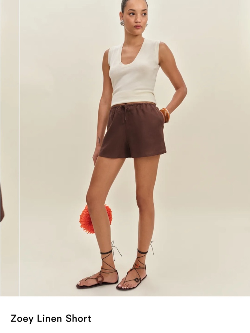 Reformation Zoey Linen Short Brown - Size S